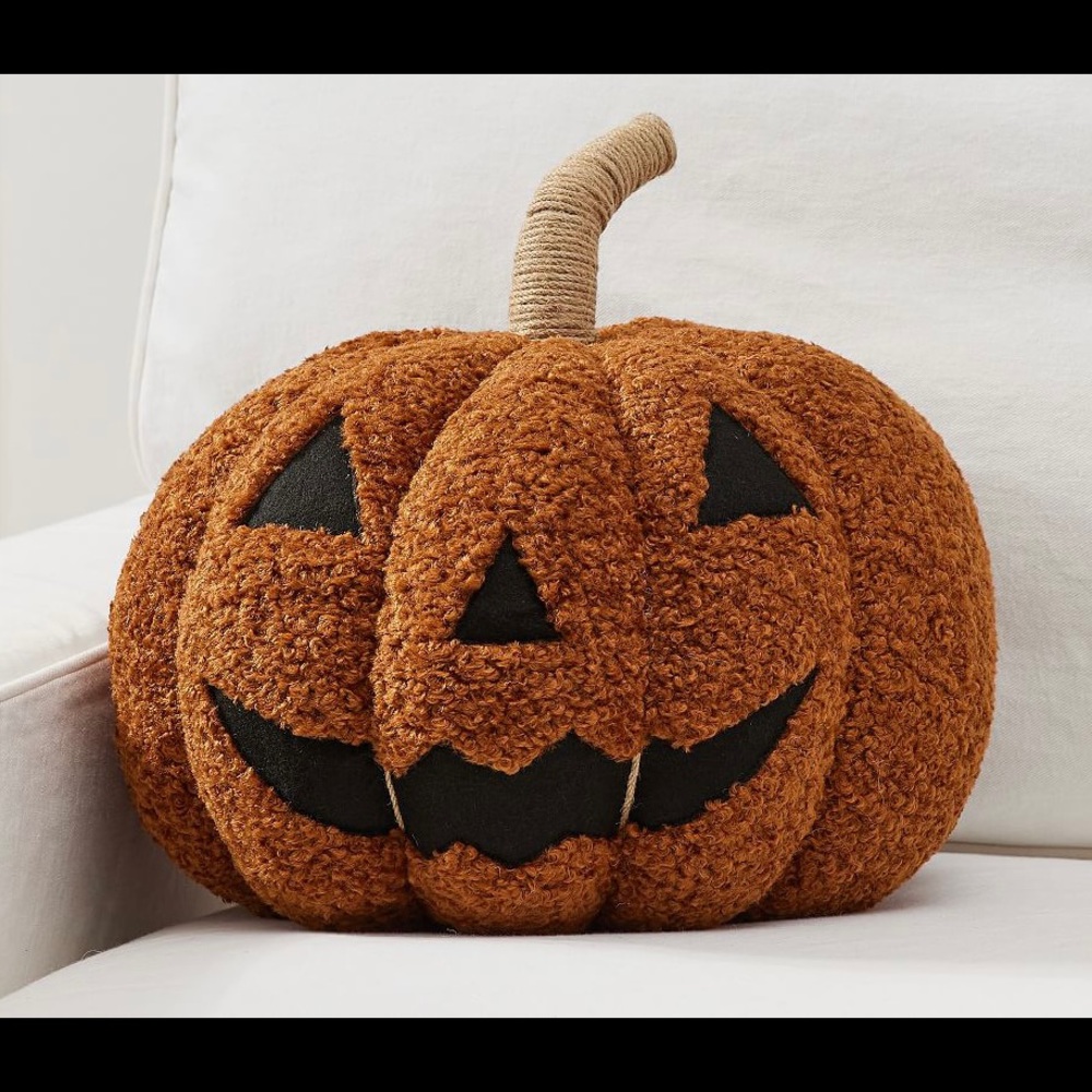 Pottery Barn Jack O Lantern Teddy Pumpkin Pillow